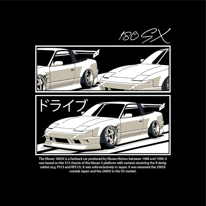 draw your car into vector for tshirts, posters, and others