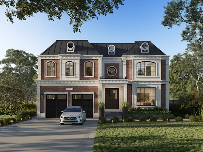create 3d model and render exterior super realistic