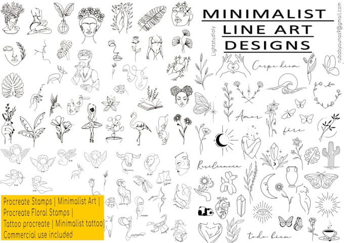 draw fine line minimalist tattoos and illustrations