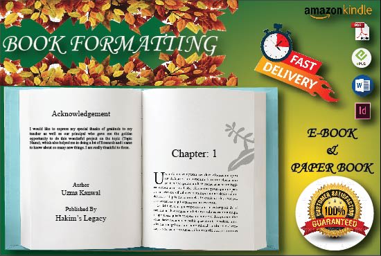 do book formatting for ebook and paperback for amazon kdp by using docx indesign