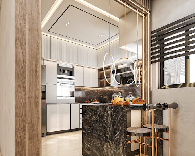 design kitchen with realistic renders with 3ds max