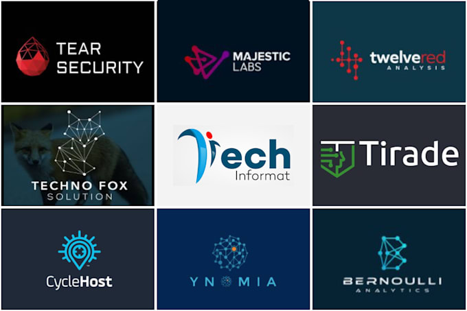 creative tech technology startup security unique logo design