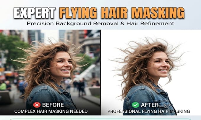 do complex hair masking and hair background removal, hair refine edge, hair line