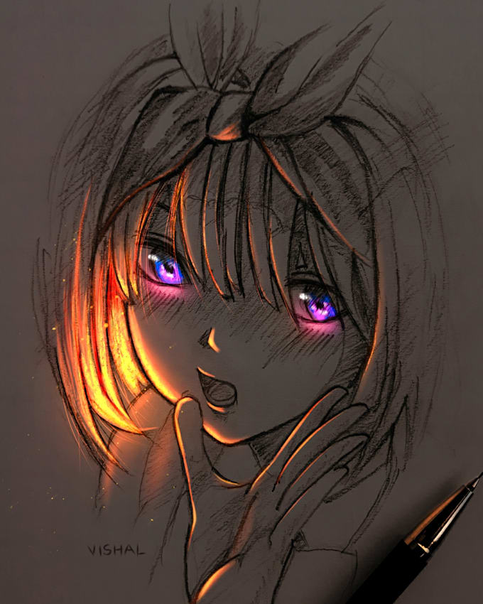 draw anime, game characters glow art