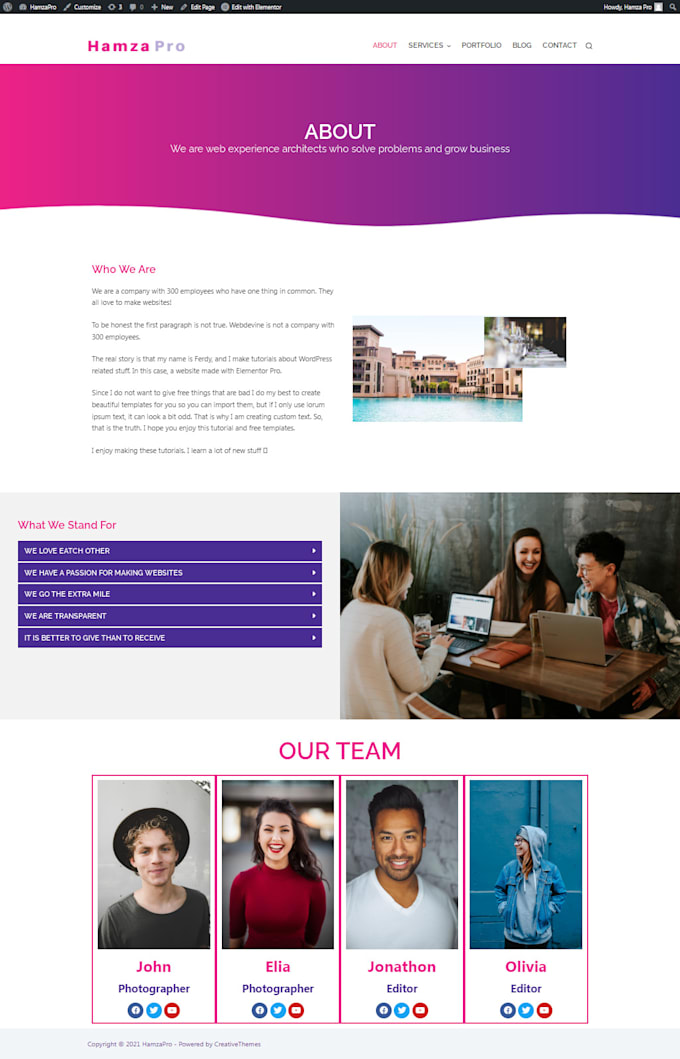 develop a modern responsive op wordpress website