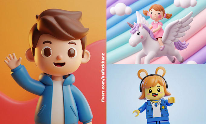 design stylized cute cartoon 3d characters illustration