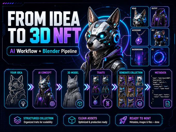 create a custom 3d nft collection with blender and ai