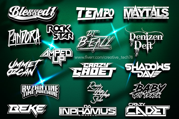 do music band brand custom dj hip hop rock and any text style business logo