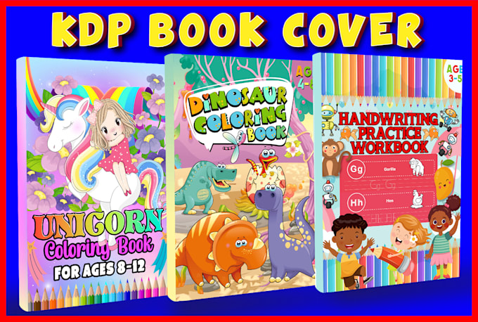 create gorgeous kids children coloring activity book cover design for KDP amazon