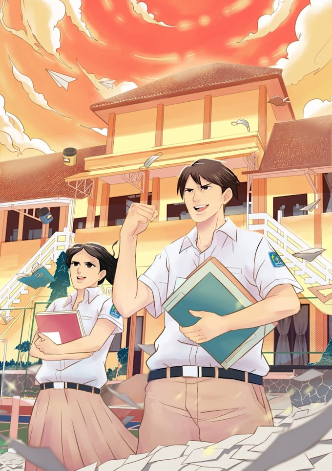 draw anime style illustration, fanart, and oc