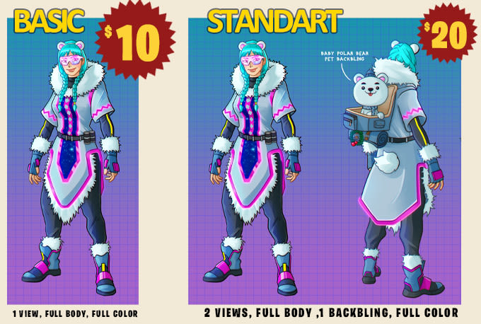 draw you as a fortnite character in 2d character design