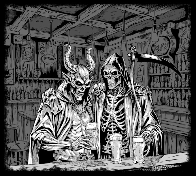 draw dark art, horror, and death metal illustration