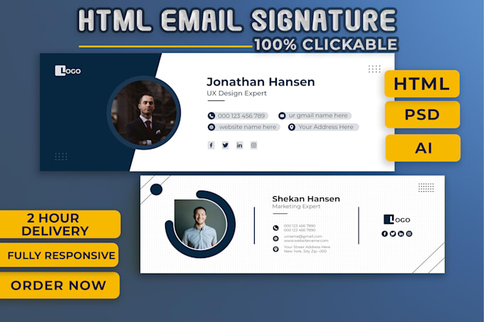create html email signature, clickable email signature