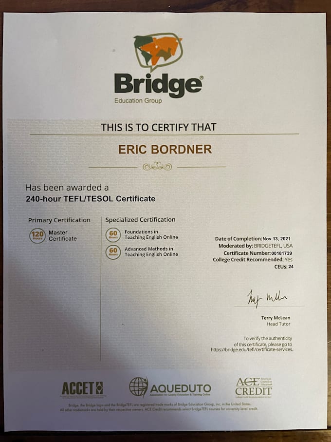 teach you english for college  certifications