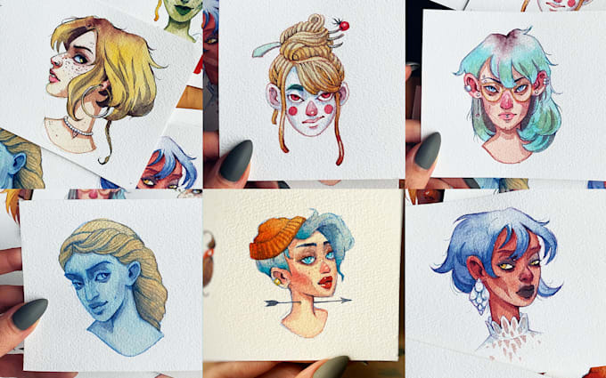 paint cute watercolor portrait