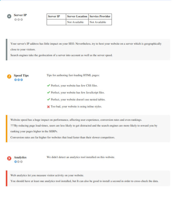 provide a detailed website SEO analysis report