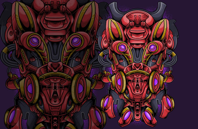draw a detailed robot illustration in my style