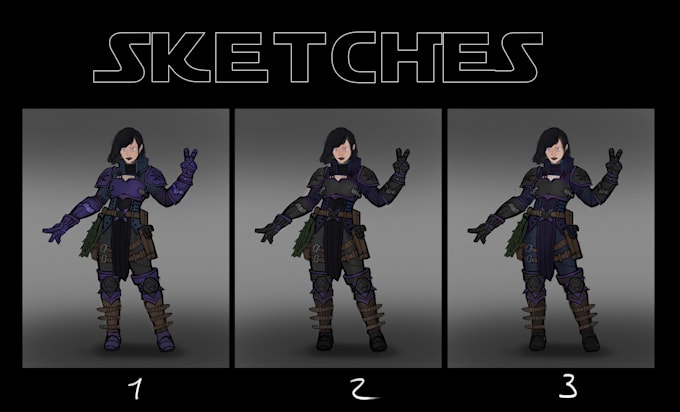 do character design, concept art in different style