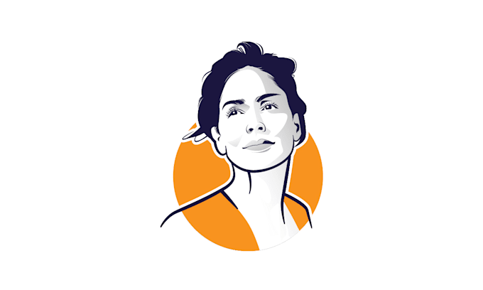 draw minimalist flat face logo vector portrait