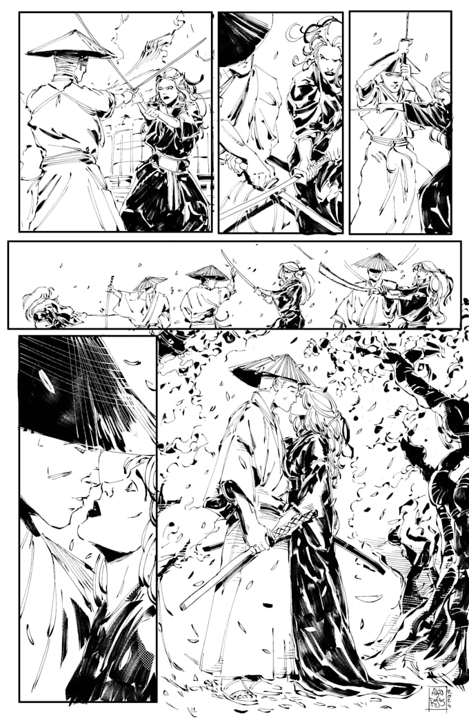 comic book pages and character designs