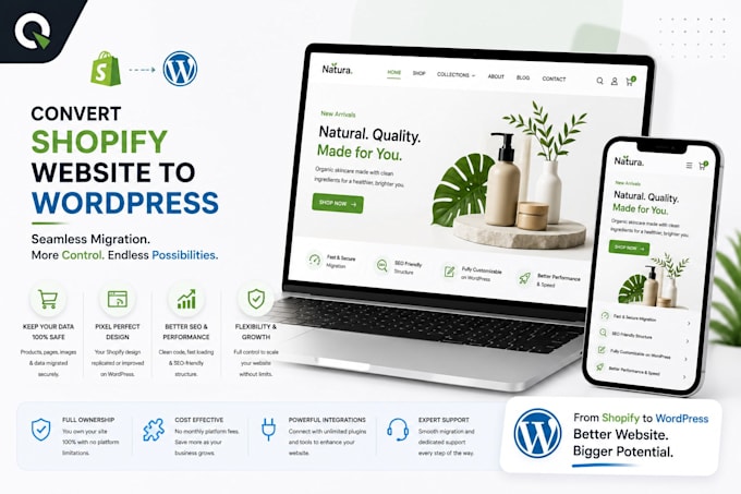 convert shopify website to wordpress