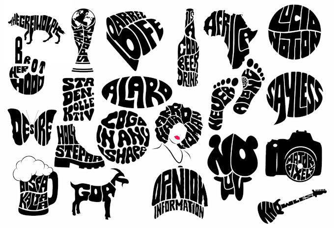 create typography word logo art in any shape for custom brand clothing design