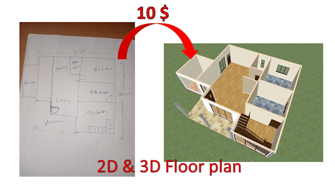 create 2d 3d floor plan with elevations