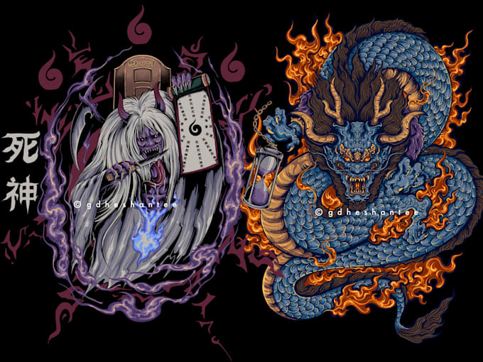 create awesome japanese or anime art for tshirt tattoos etc