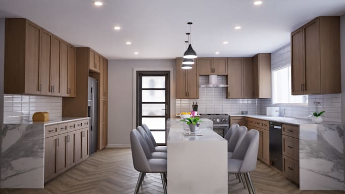 design kitchen or bathroom with ikea furniture or custom 3d rendering