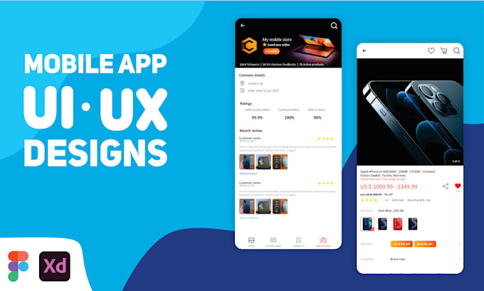 create modern clean mobile app UI UX designs