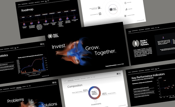 design a corporate investor ready pitch deck presentation