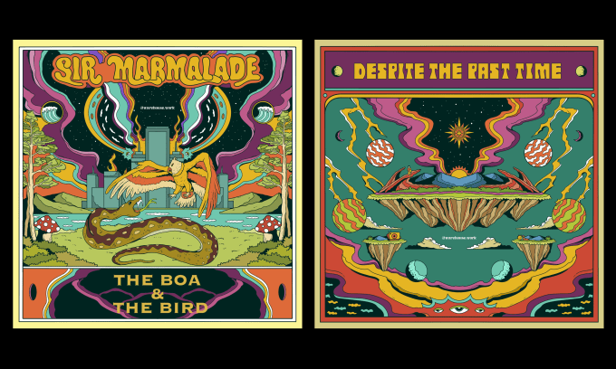 do colorful trippy psychedelic style for album cover