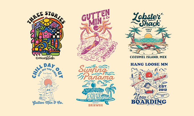 create surf inspired tshirt design