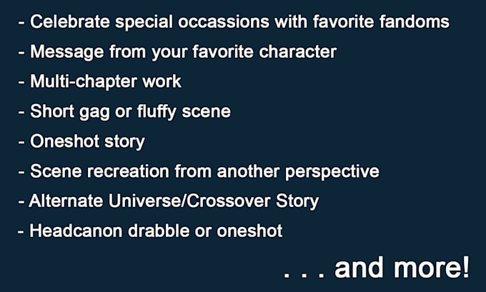 write your unique custom fanfiction oneshot or story