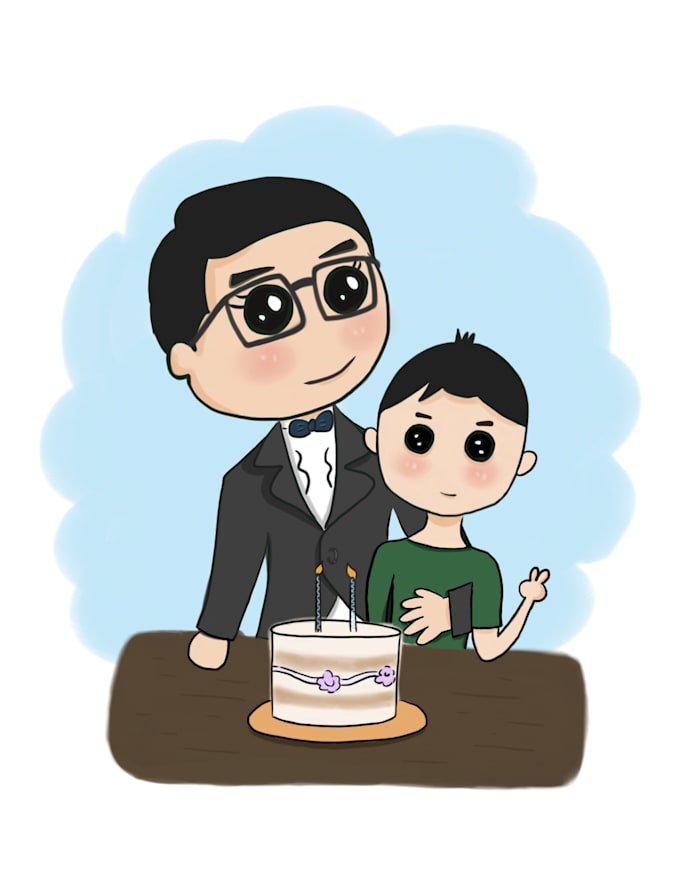draw you cute cartoon portrait