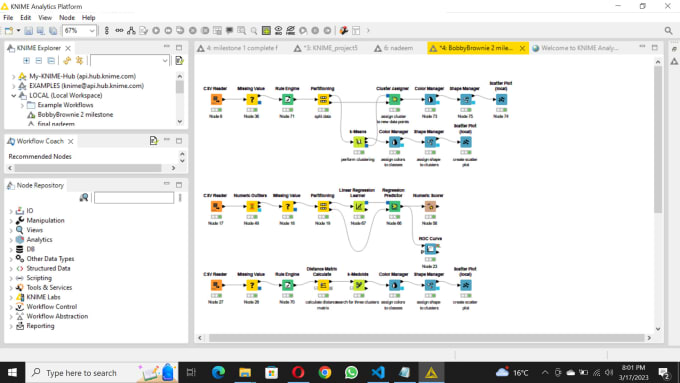 use knime, rapidminer, orange and rapid miner to create and manage your workflow