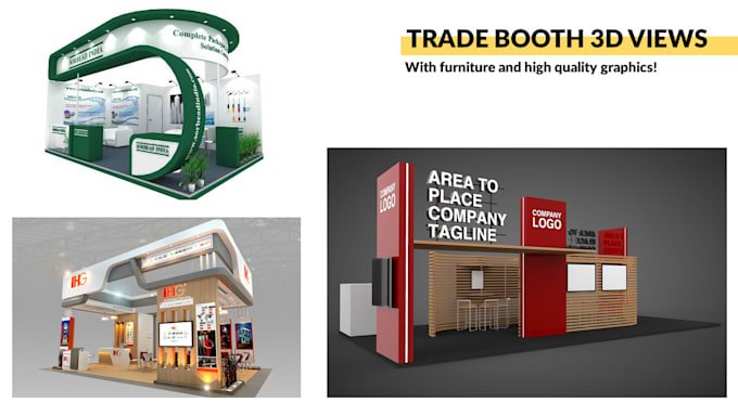 design exhibition stall, booth, kiosk, shop in 3d