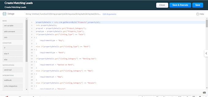 write any deluge function for any zoho app