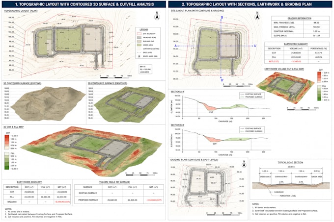 create topographic survey, site grading, contouring drawings