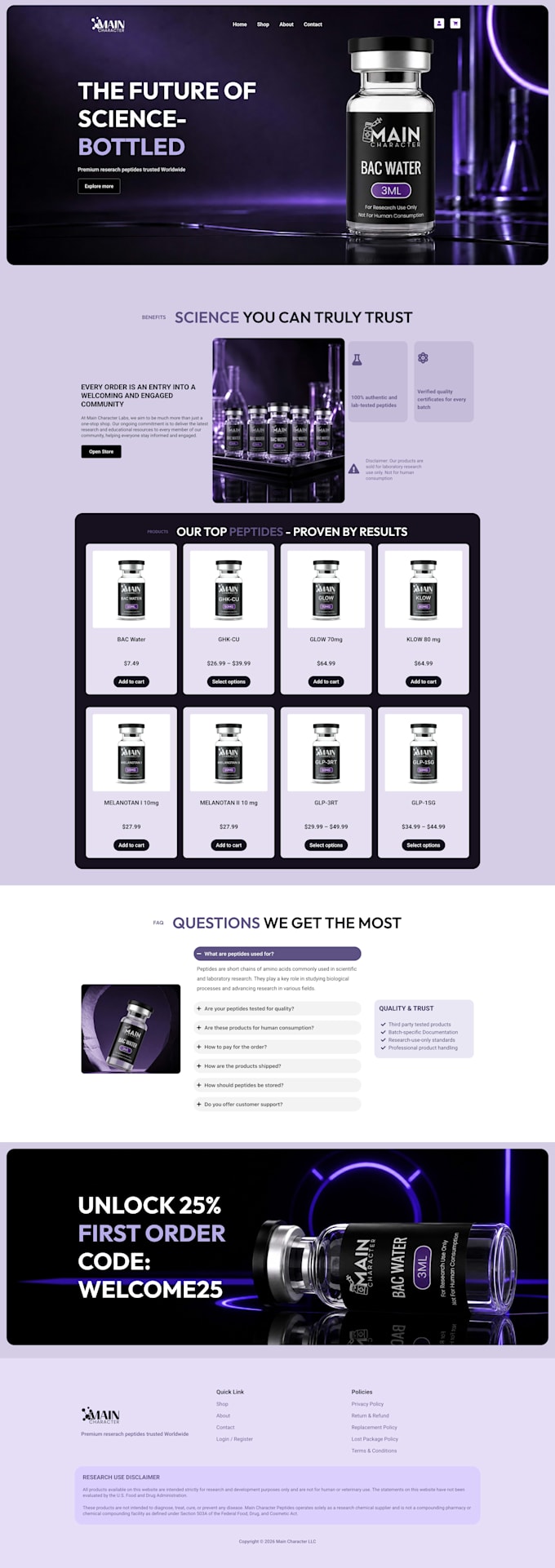 design peptide website research peptide fda complaint peptide website