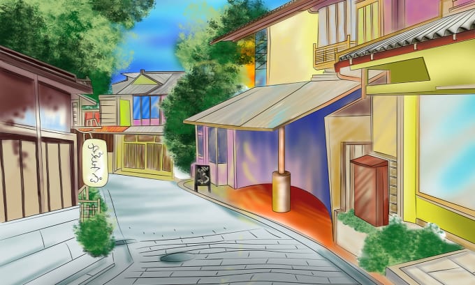 HD wallpaper: anime street, sunset, buildings, scenic | Wallpaper Flare