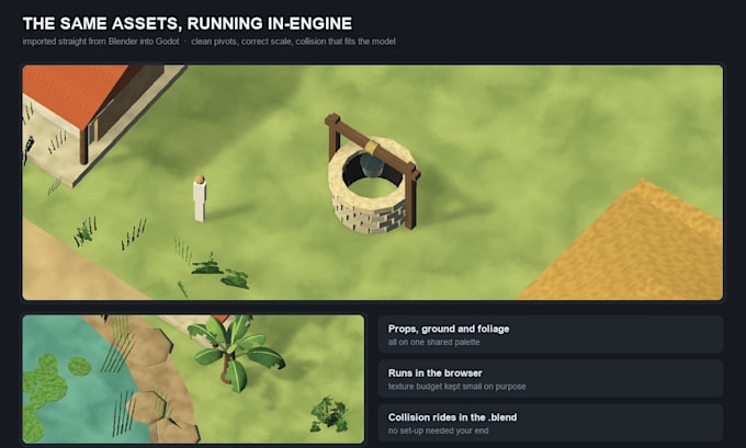 create low poly 3d game props, objects and assets