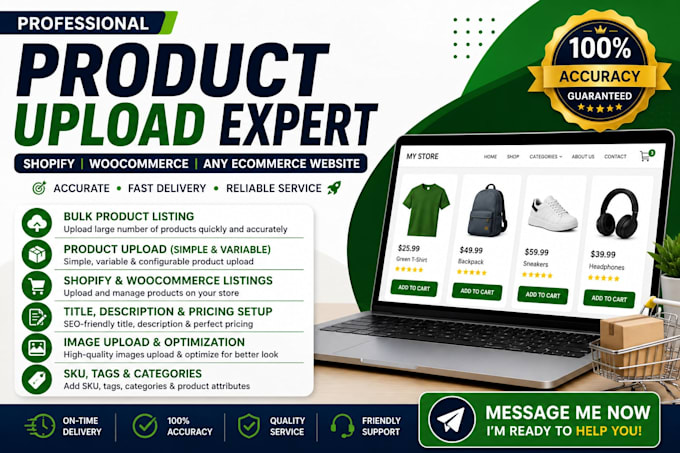 upload products to your shopify, woocommerce, or any ecommerce website