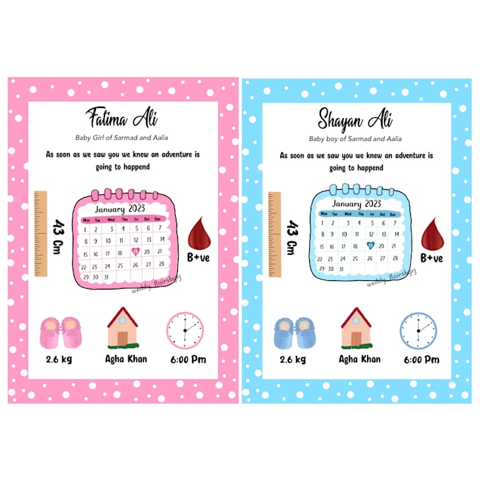 design cute baby birth frames and custom wedding invites
