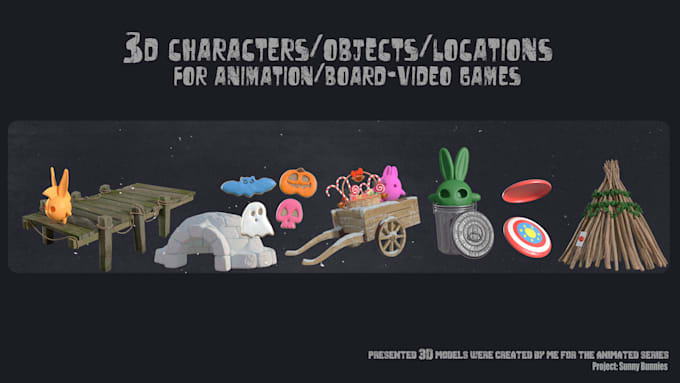 create 3d cartoon character and objects