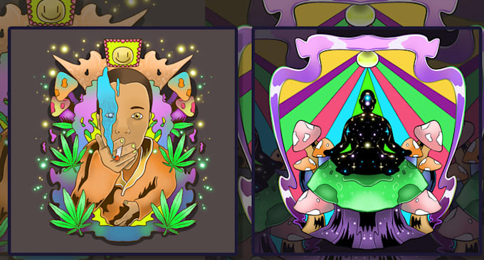 create colorful illustration and trippy psychedelic art