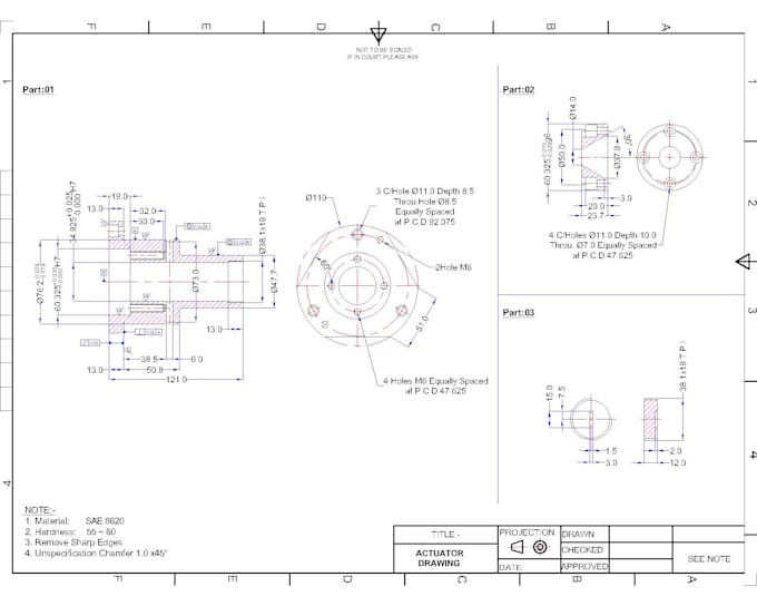 Do autocad 2d mechanical drawings and 3d cad model by Mian135 | Fiverr