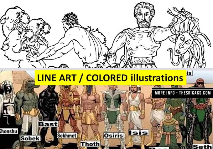 draw ancient gods,mythology or folklore characters