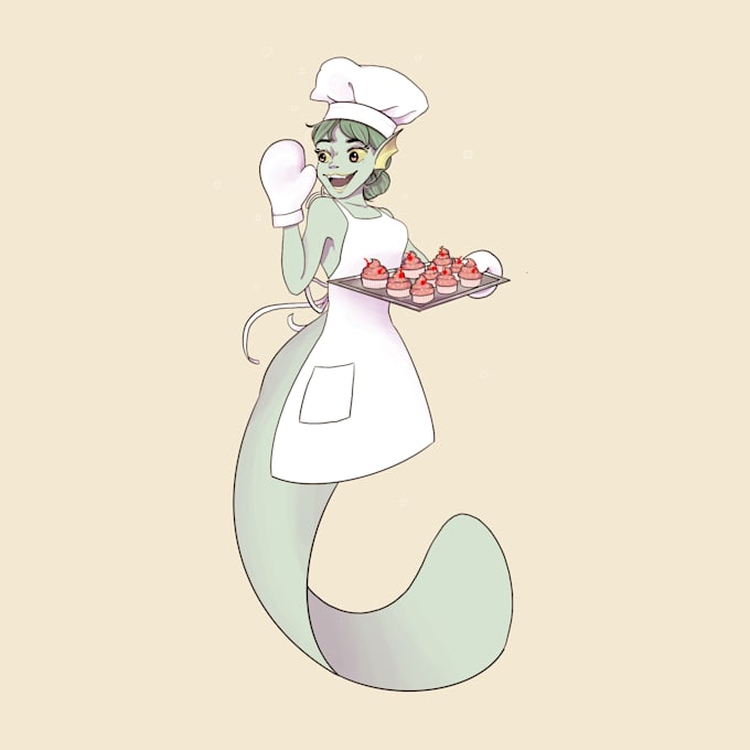 draw you or your character as a cartoon anime mermaid