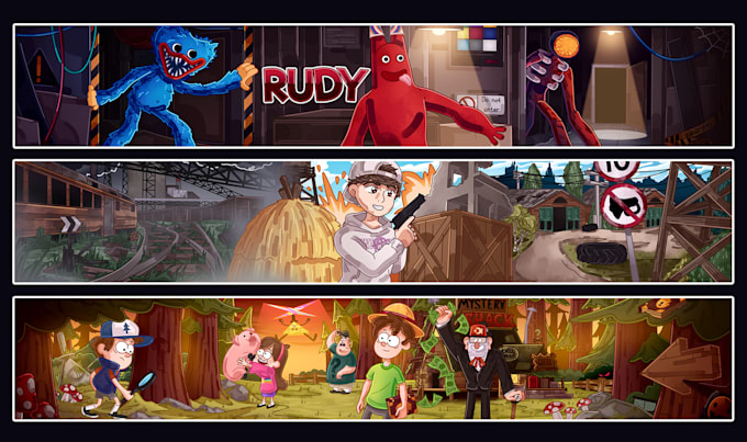 draw a cartoon minecraft banner for youtube or social media